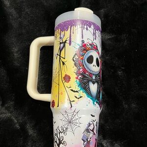 Night Before Christmas Colorful Skeleton Themed Travel Mug
